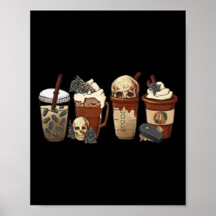 Horror Fall coffee pumpkin spice latte iced Hallow Poster