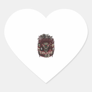 Horror Fan Club Halloween Demon Face Skulls Film R Heart Sticker