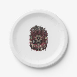 Horror Fan Club Halloween Demon Face Skulls Film R Paper Plate