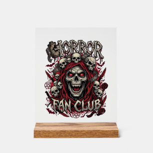 Horror Fan Club Halloween Screaming Skull Red Hood Acrylic Sign