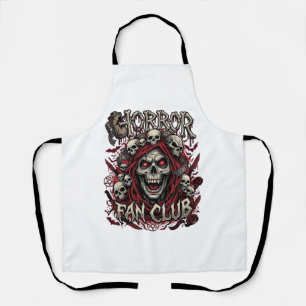 Horror Fan Club Halloween Screaming Skull Red Hood Apron
