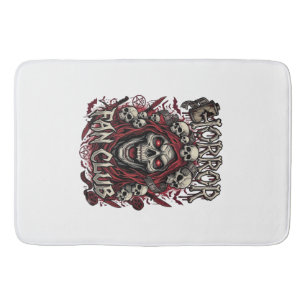 Horror Fan Club Halloween Screaming Skull Red Hood Bath Mat