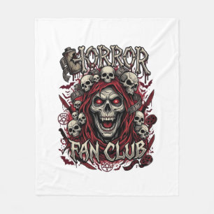 Horror Fan Club Halloween Screaming Skull Red Hood Fleece Blanket