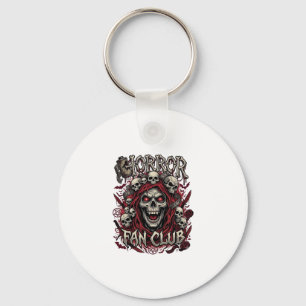 Horror Fan Club Halloween Screaming Skull Red Hood Key Ring