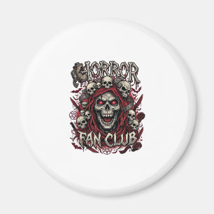 Horror Fan Club Halloween Screaming Skull Red Hood Magnet