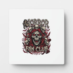 Horror Fan Club Halloween Screaming Skull Red Hood Plaque