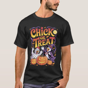 Horror Funny Chick Or Treat Chickens Ghost Witchy T-Shirt