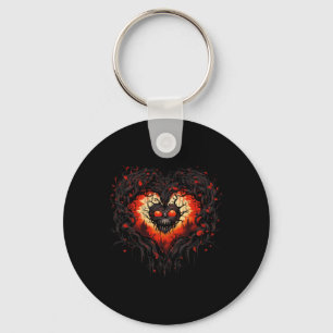 Horror Ghost Red Heart Skull Creepy Halloween For Key Ring