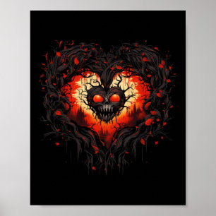 Horror Ghost Red Heart Skull Creepy Halloween For Poster