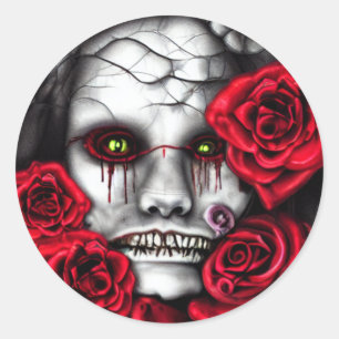 Horror Ghost  skull scary Classic Round Sticker