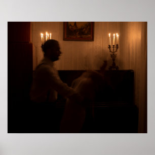 Horror ghosts in room. dancing couple poster