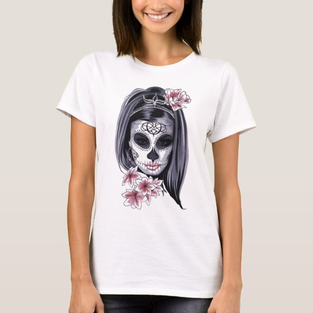horror girl princess with flowers Hoodie T-Shirt (Front)