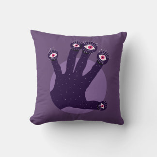 Horror Goth Purple Creepy Hand Weird Eyes Cushion