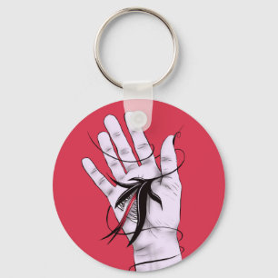 Horror Gothic Hand Biting Flower Monster Macab Art Key Ring