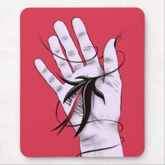 Horror Gothic Hand Biting Flower Monster Macab Art Mouse Mat