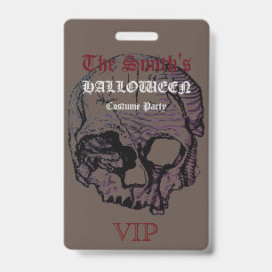 Horror Gothic Skull Halloween Costume Party VIP ID Badge