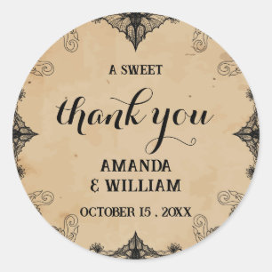 horror gothic Thank You Wedding vintage cool  Classic Round Sticker