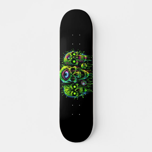 Horror Graffiti Fluorescent skulls Skateboard (Front)