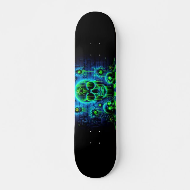 Horror Graffiti Fluorescent skulls Skateboard (Front)