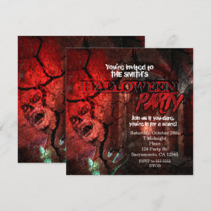 Horror Hall Zombie Halloween Party Invitations