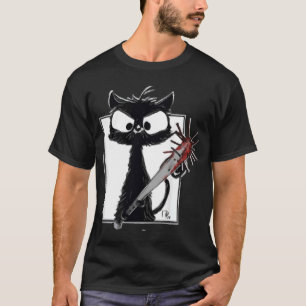 Horror Halloween Party  Blood Splatter Knife Black T-Shirt