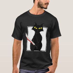 Horror Halloween Party  Blood Splatter Knife Black T-Shirt