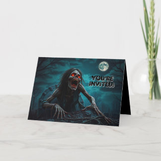 Horror Halloween Zombie undead Full Moon Invitation