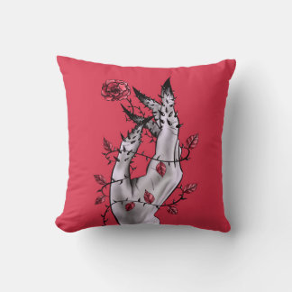 Horror Hand With Roses Gothic Dark Fantasy Cushion