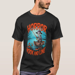 Horror Hook and Line Fishing Skeletons Halloween F T-Shirt