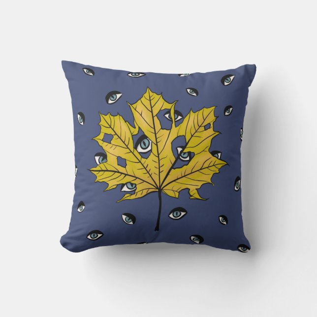 Horror Leaf Creepy Botanical Art Cushion (Front)