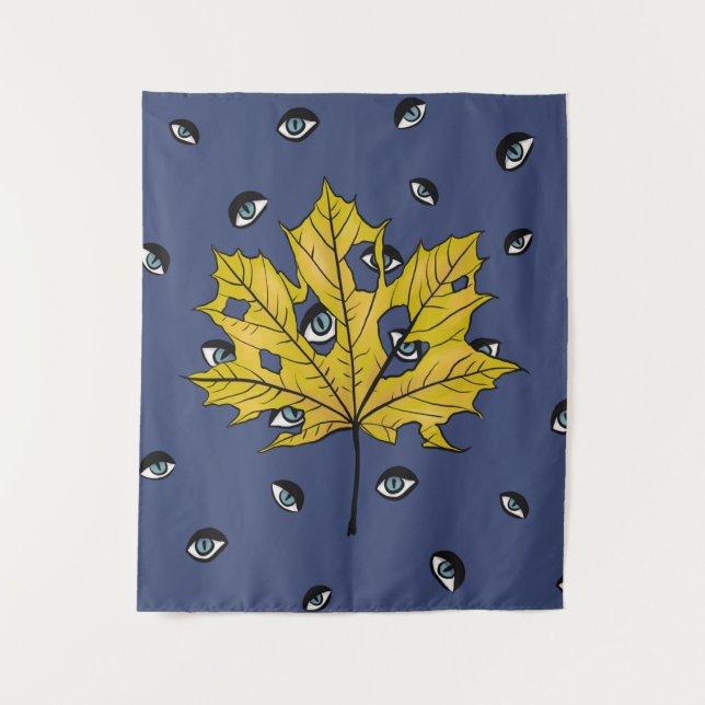 Horror Leaf Creepy Botanical Art Tapestry (Front)