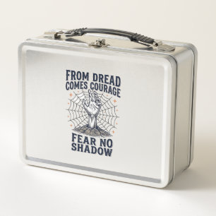 Horror Motivation Shirt With Undead Courage Quote Metal Lunch Box