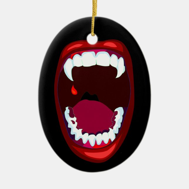 Horror Mouth Vampire Teeth Fangs Ornament (Front)