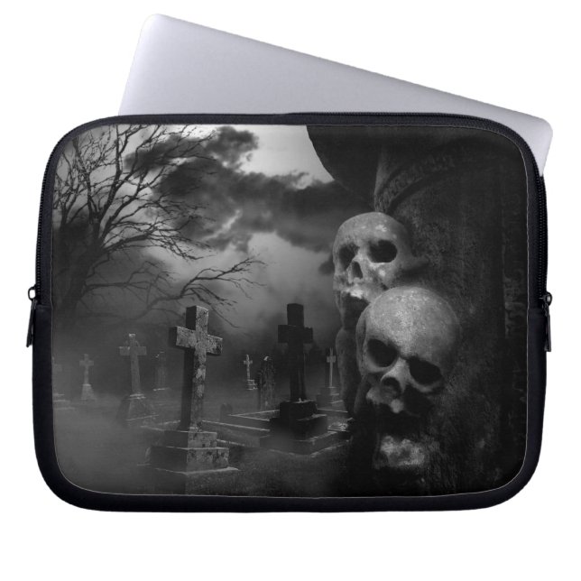 Horror Move Fans Gothic Graveyard Laptop Sleeve (Front)
