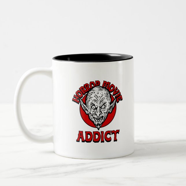 Horror Movie Addict  Two-Tone Coffee Mug (Left)