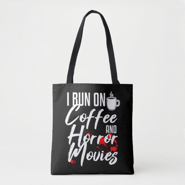 Horror Movie Fan Coffee Drinker Gift Tote Bag (Front)