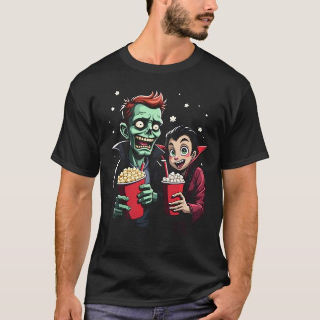 Horror Movie Marathon Spooky Snacks T-Shirt (Front)