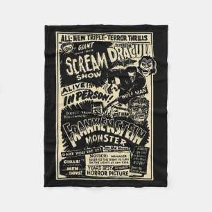 Horror Movie Monster Mummy Dracula Werewolf Franke Fleece Blanket