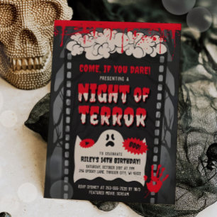 Horror Movie Night Film Adult Halloween Party Invitation