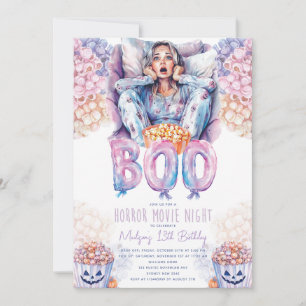 Horror Movie Night Sleepover Halloween Birthday Invitation