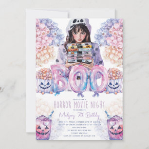 Horror Movie Night Slumber Halloween Birthday Invitation