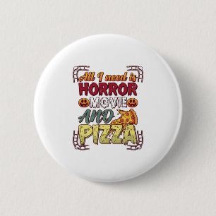 Horror Movie Pizza Halloween Pumpkin Skull Slice_1 6 Cm Round Badge