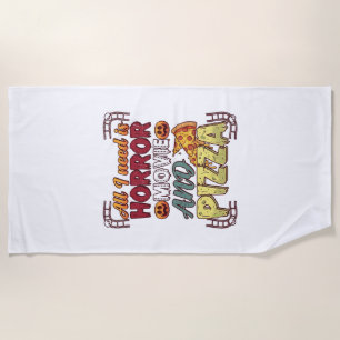 Horror Movie Pizza Halloween Pumpkin Skull Slice_1 Beach Towel