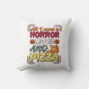 Horror Movie Pizza Halloween Pumpkin Skull Slice_1 Cushion