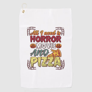 Horror Movie Pizza Halloween Pumpkin Skull Slice_1 Golf Towel