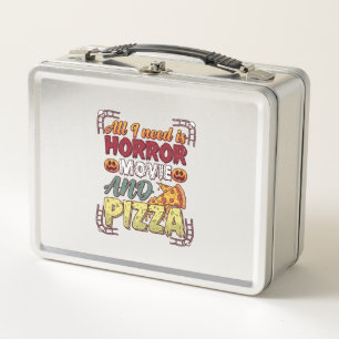 Horror Movie Pizza Halloween Pumpkin Skull Slice_1 Metal Lunch Box