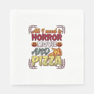 Horror Movie Pizza Halloween Pumpkin Skull Slice_1 Napkin