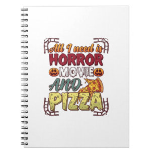 Horror Movie Pizza Halloween Pumpkin Skull Slice_1 Notebook