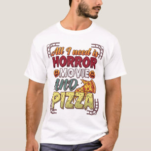 Horror Movie Pizza Halloween Pumpkin Skull Slice_1 T-Shirt