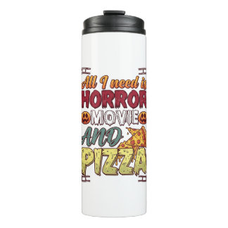 Horror Movie Pizza Halloween Pumpkin Skull Slice_1 Thermal Tumbler